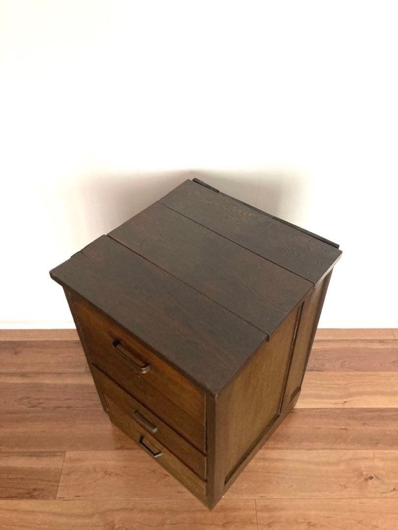 【メンテ済み】味のあるアンティークの木製引出し　 ベッドサイドテーブル　工具入れ