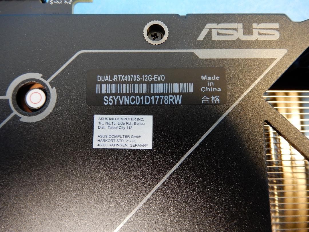 グラフィックボード・グラボ・ビデオカード ASUS GeForce RTX4070Super 12GB