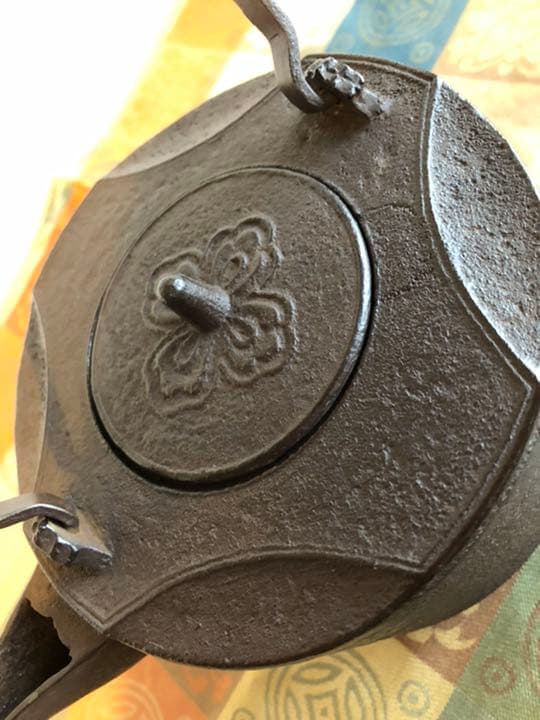 浄義　七宝　銚子　鉄瓶　共箱　 陶器蓋付き