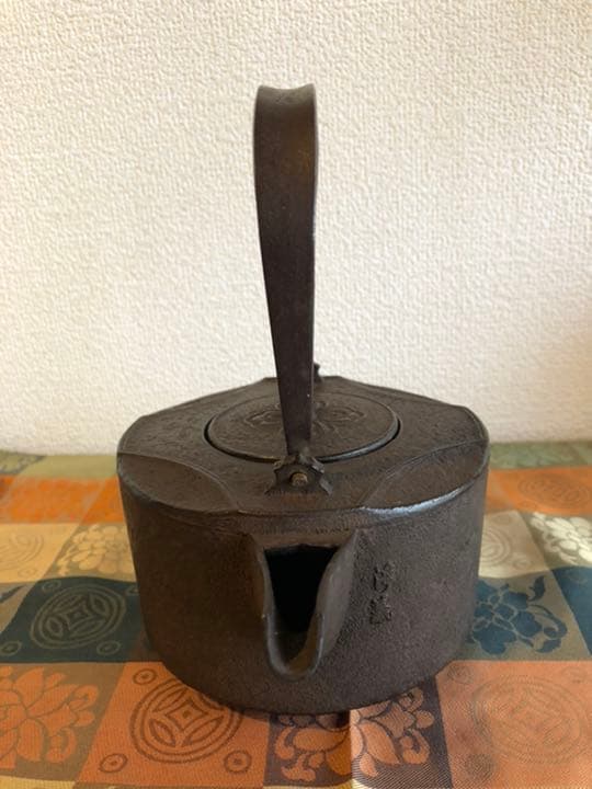 浄義　七宝　銚子　鉄瓶　共箱　 陶器蓋付き