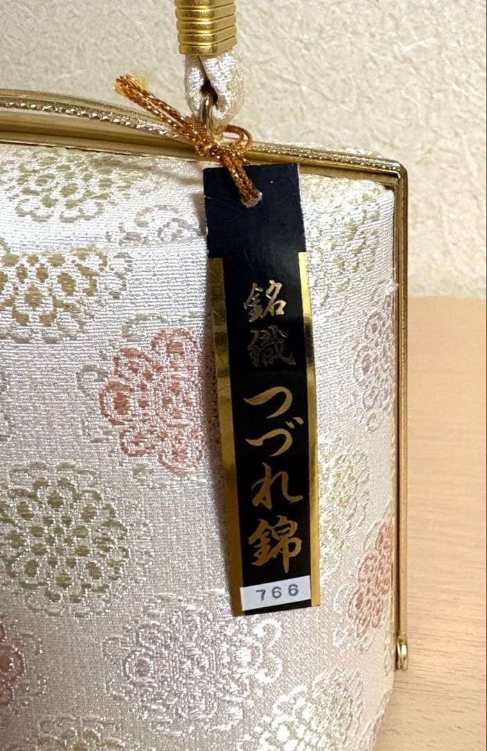 新品未使用品　銘織つづれ錦　和装バッグ＆草履セット　白×ゴールド　LLサイズ