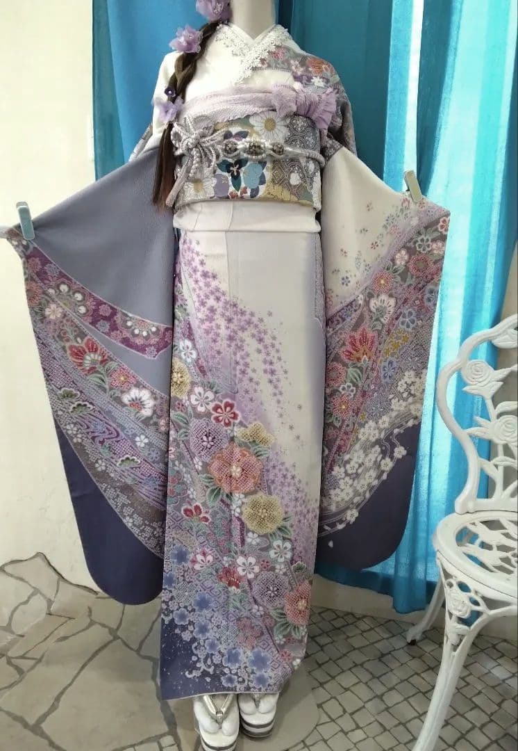 振袖フルセット、きもの友禅振袖、重ね衿、帯揚げ帯締め、西陣袋帯、襦袢、ガード加工