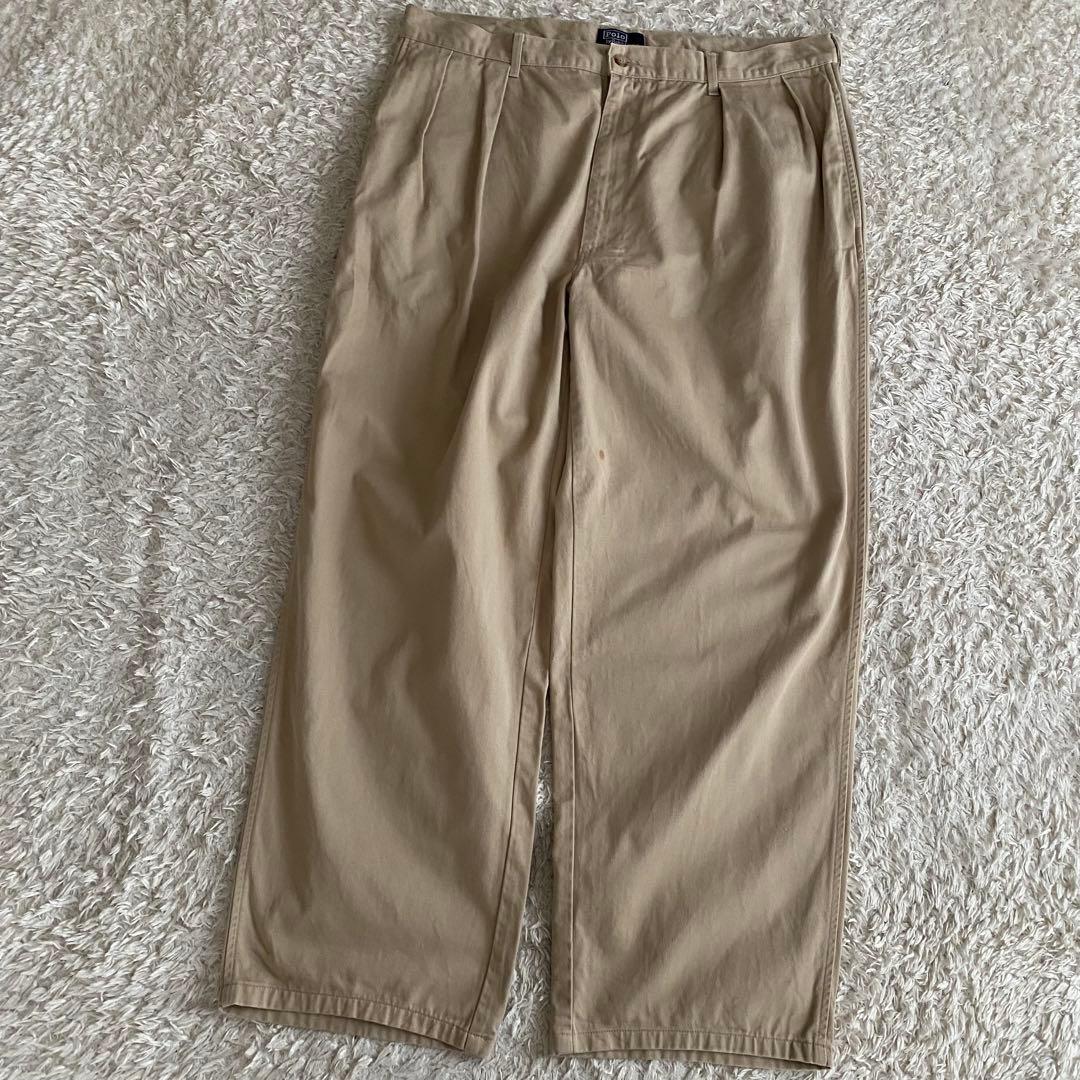 80s/美品/W40 ポロラルフローレン USA製 初期タグ チノパン 2タック