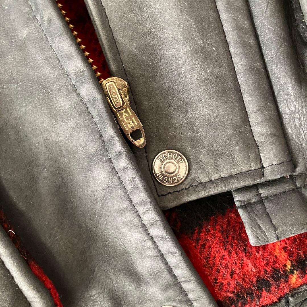 Schott 高級ヌバックレザージャケット　ウールチェック裏地　カーコート