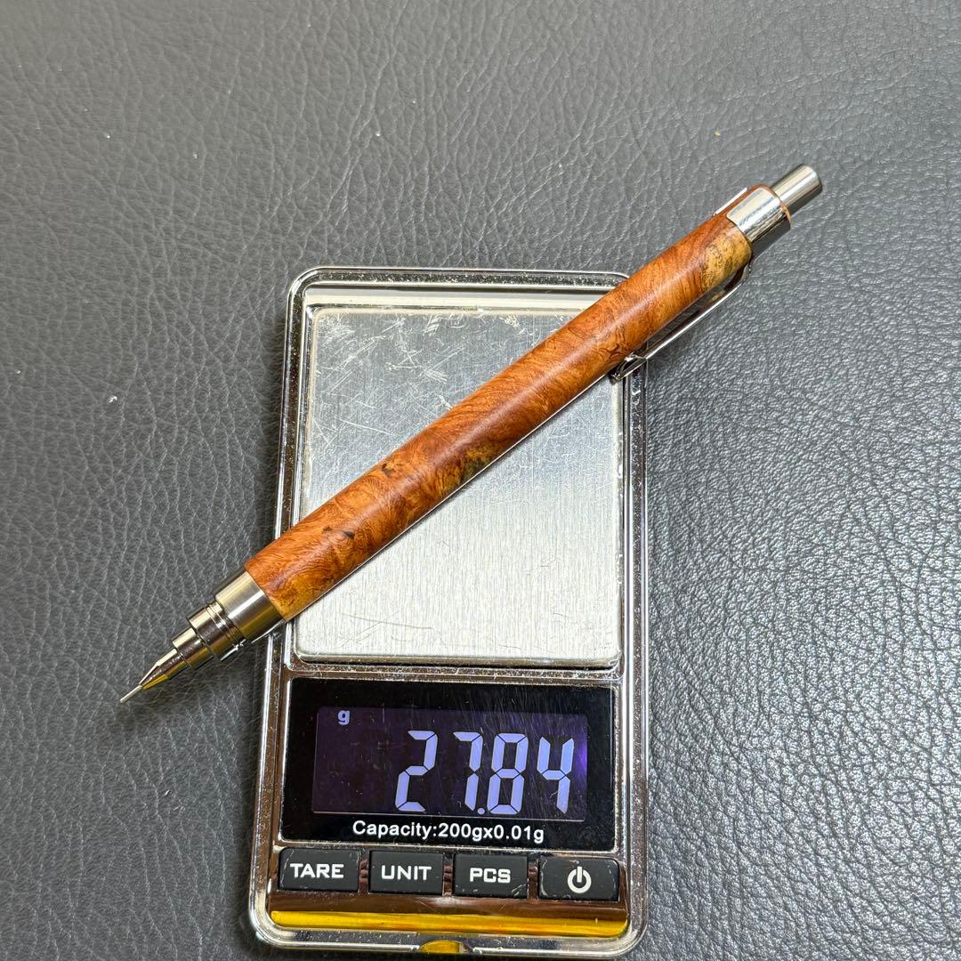 158花梨瘤　木製シャーペン　最強低重心　ステンレス