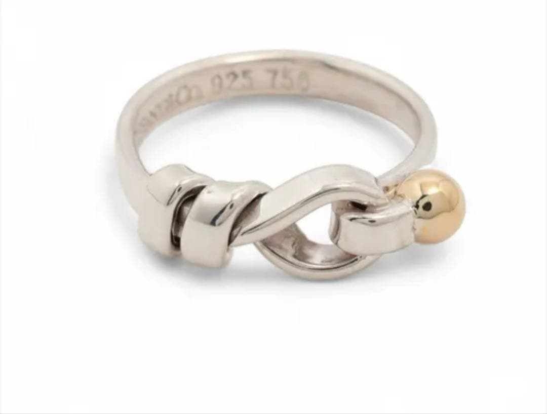 TIFFANY&Co. フック&アイ　ラブノット　リング　#8 コンビ