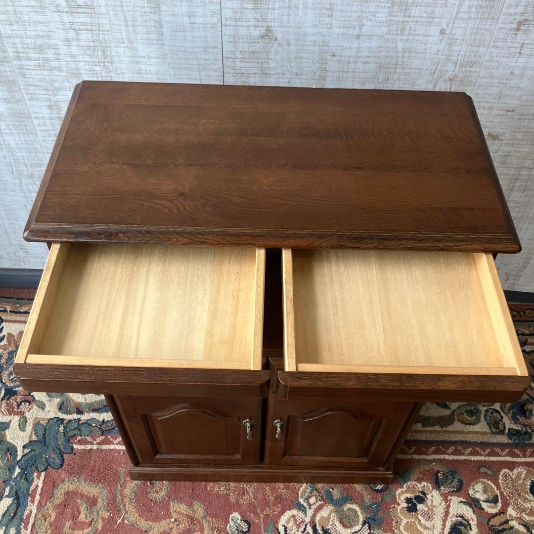 昭和レトロ 木製コンソールテーブル コールキャビネット 電話台 花台チェスト