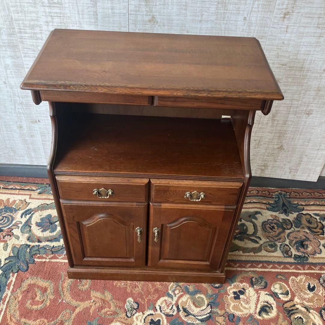 昭和レトロ 木製コンソールテーブル コールキャビネット 電話台 花台チェスト