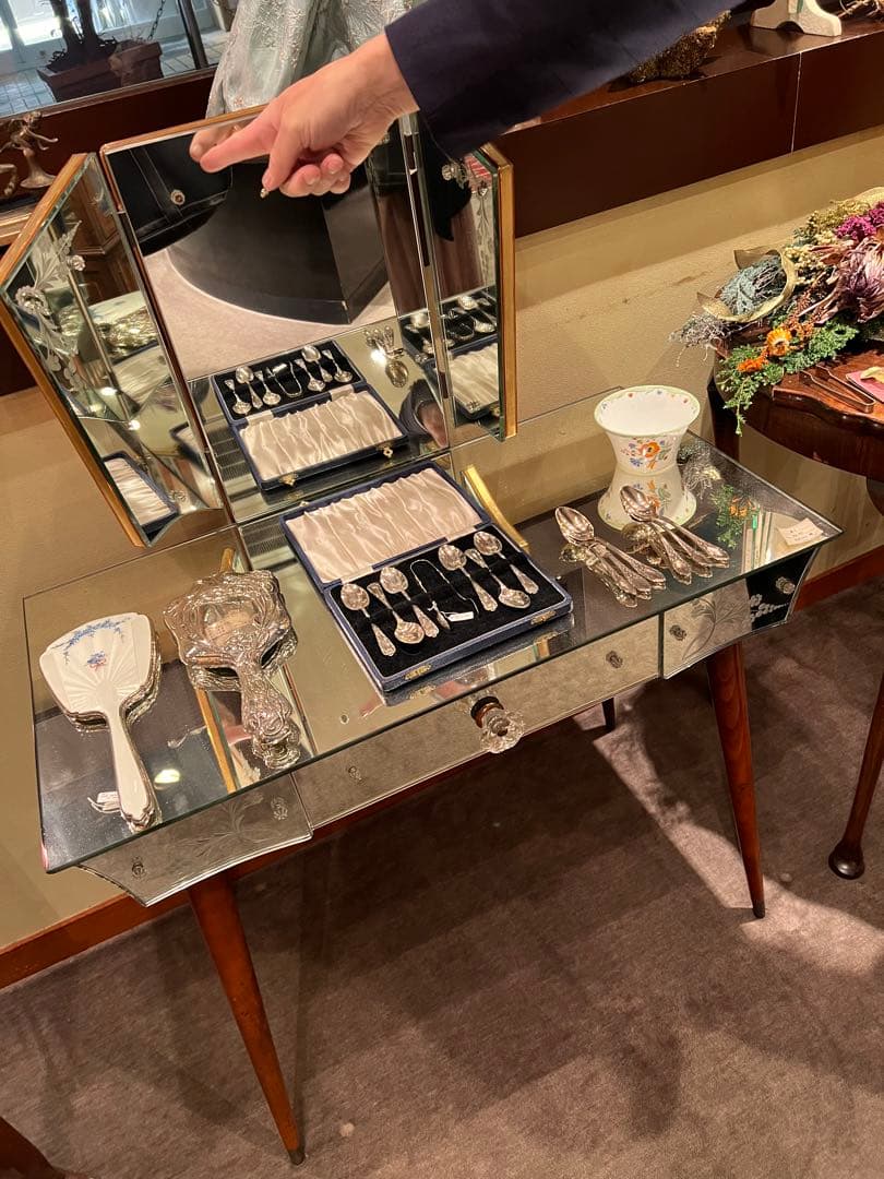 全面ミラー　ドレスチェスト　アンティーク高級品