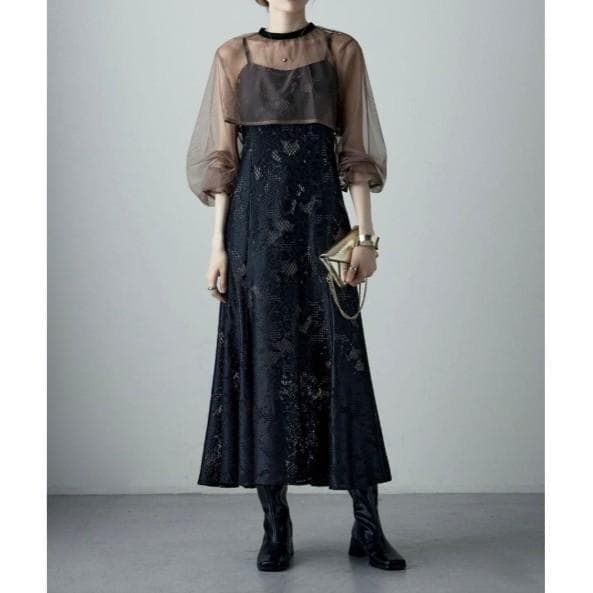 etoll. 3wayシフォンボレロ&レースキャミドレス S ワンピース 結婚式