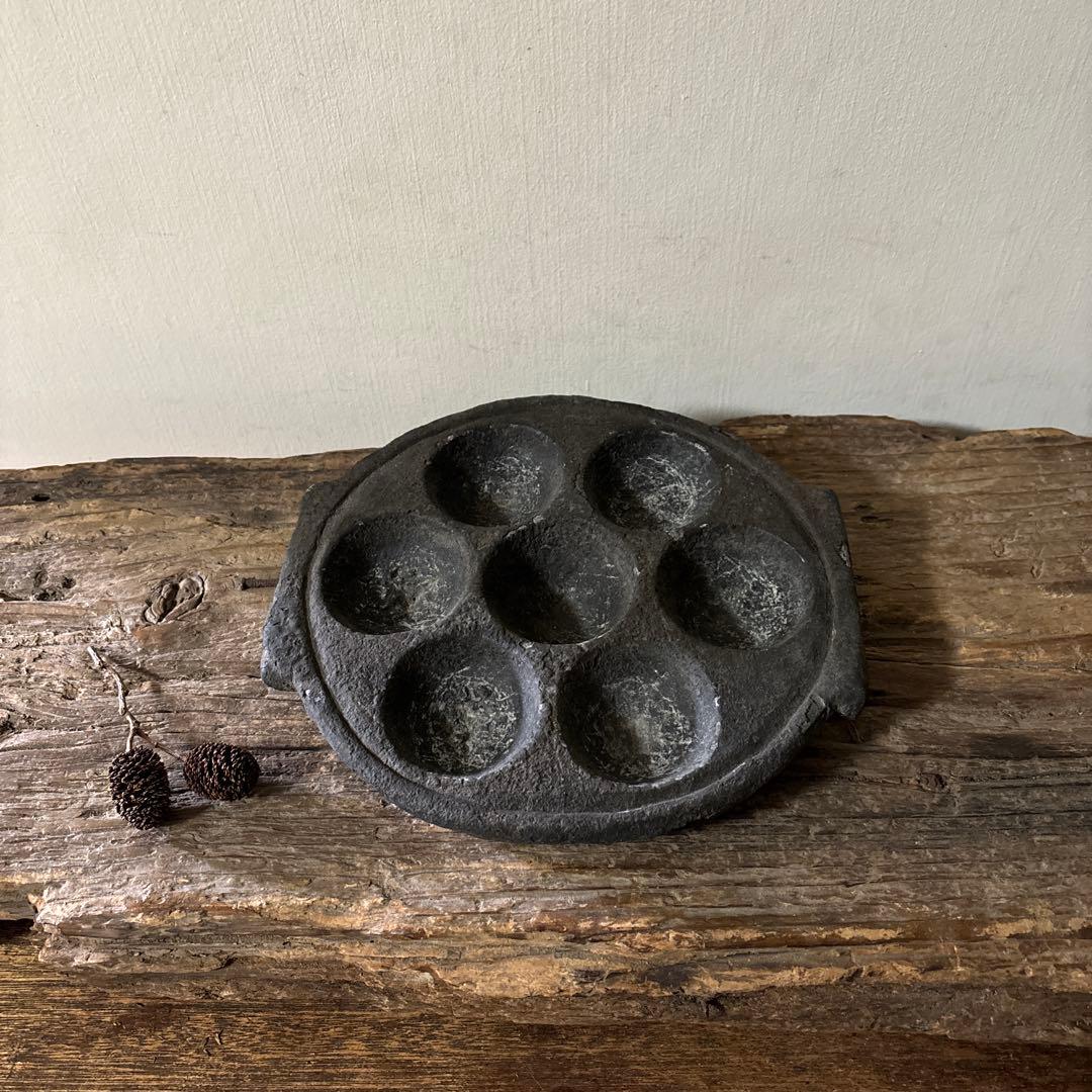 アンティーク　インドイドゥリプレート　石皿　骨董　検;李朝.古道具坂田