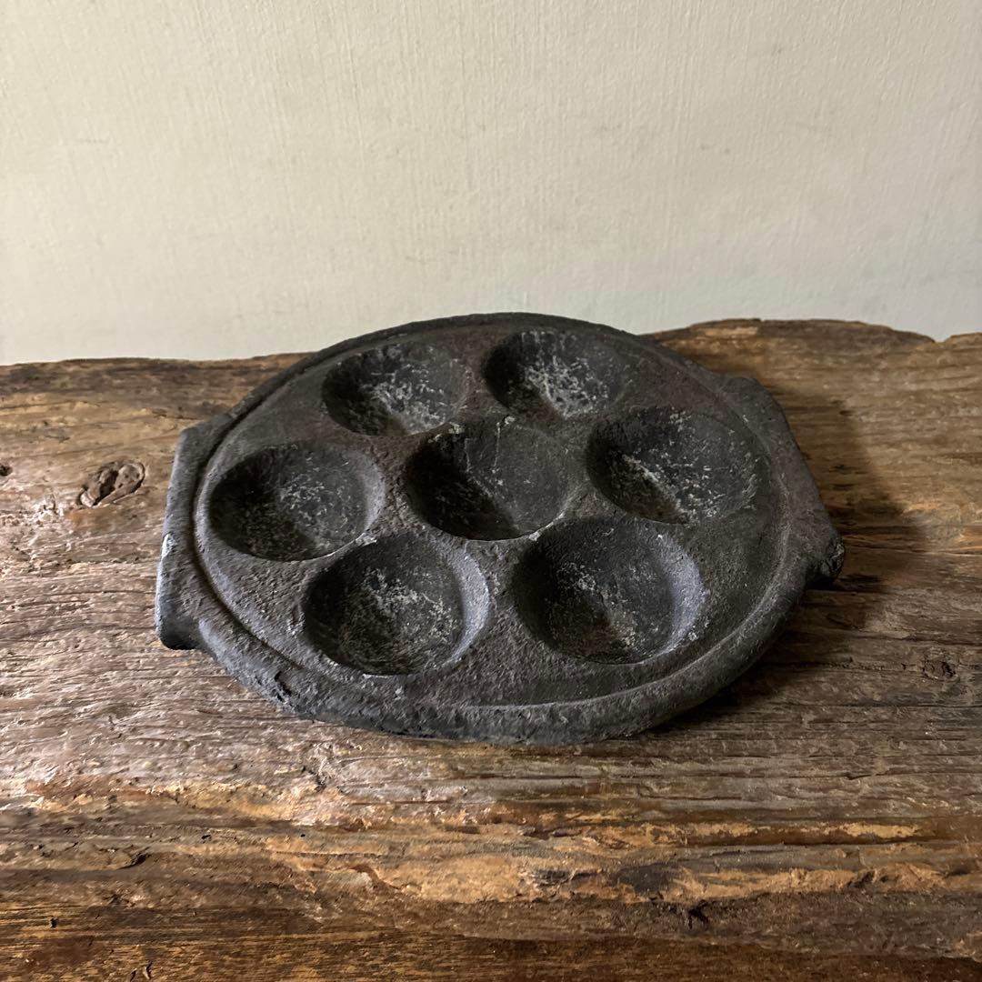 アンティーク　インドイドゥリプレート　石皿　骨董　検;李朝.古道具坂田