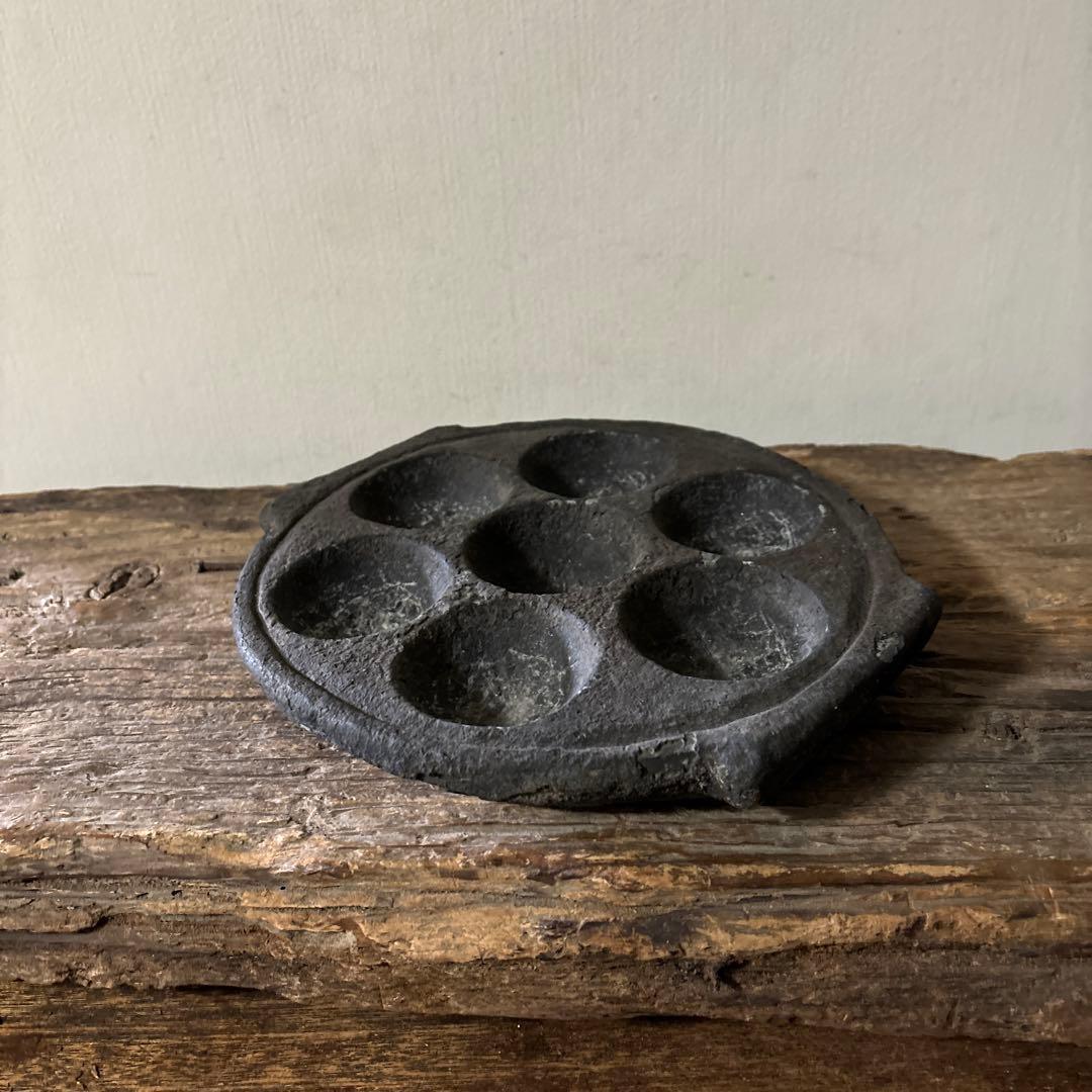 アンティーク　インドイドゥリプレート　石皿　骨董　検;李朝.古道具坂田