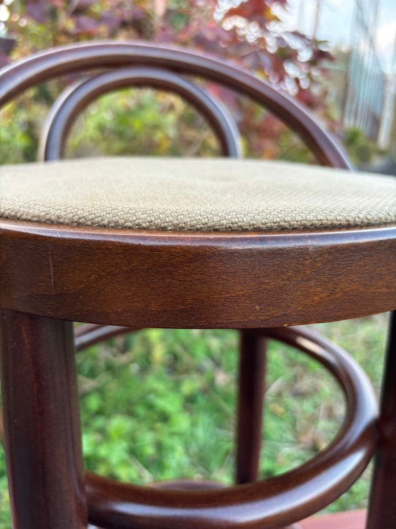 秋田木工　曲木カウンターチェア　ダークブラウン 木製スツールアーチ型背もたれ②