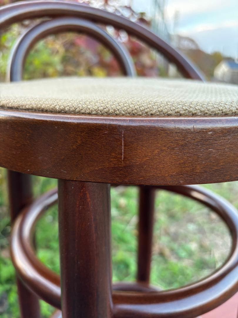 秋田木工　曲木カウンターチェア　ダークブラウン 木製スツールアーチ型背もたれ②