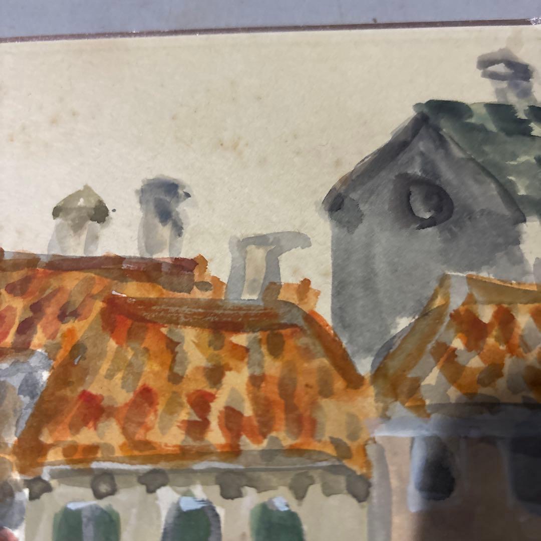 洋画家　青木四郎　ムラノ漁村　ベニス　直筆肉筆作品