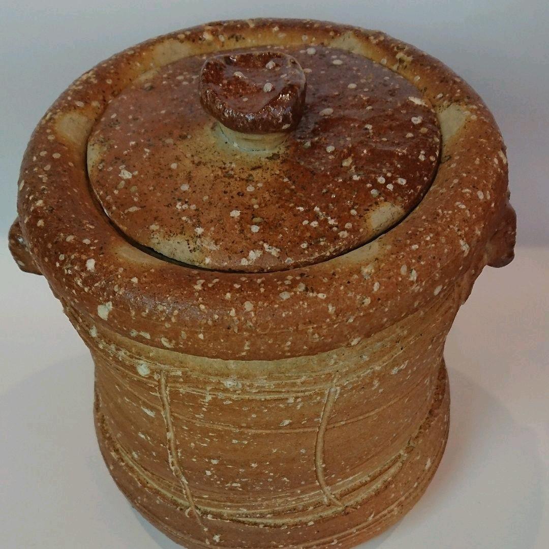 【茶道具】信楽 耳付水指 高橋楽斎