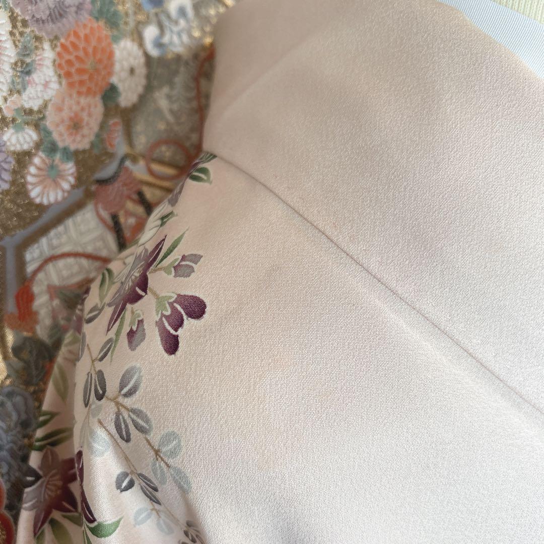 振袖フルセット　正絹　古典柄　難あり　ピンクベージュ　可愛い　m4