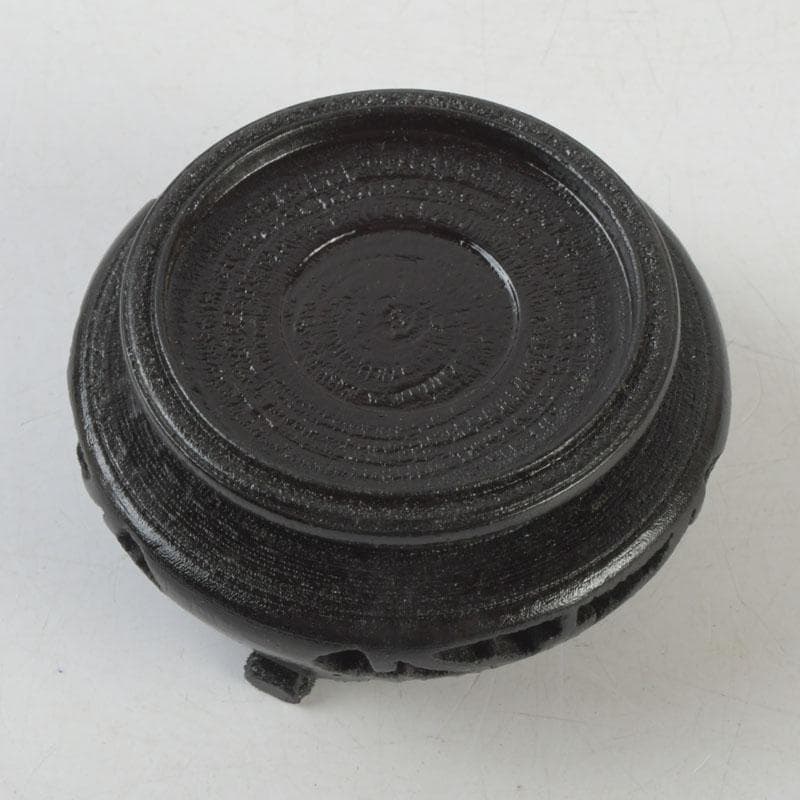 中国　剔紅　堆朱　内七宝　花文　花瓶　唐木台付　V　9255