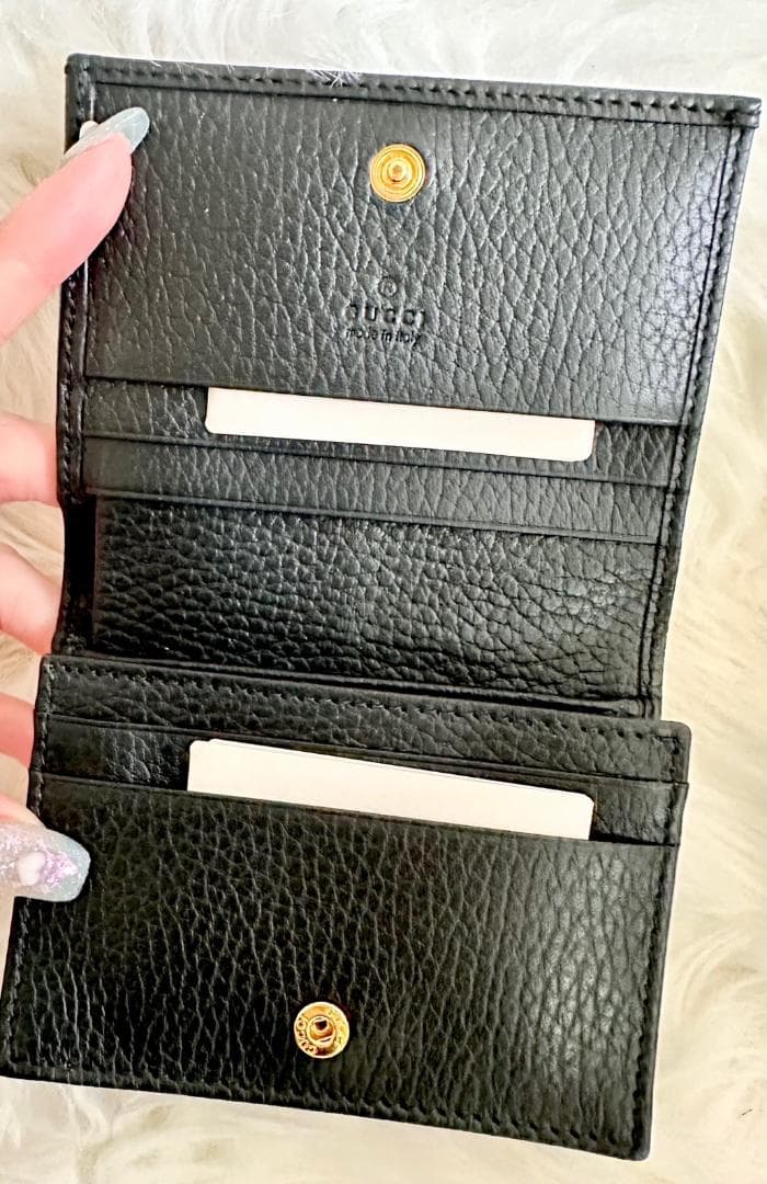 GUCCI グッチ 二つ折り財布 GGマーモント レザーブラック