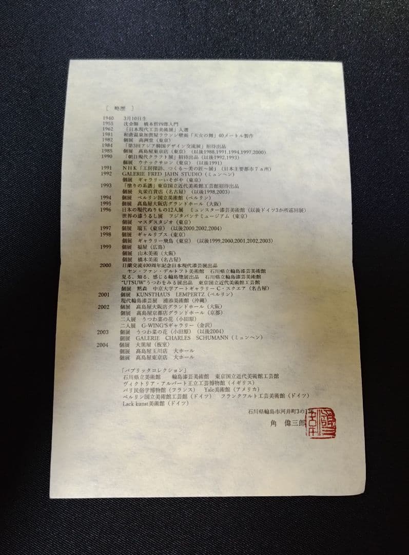 輪島塗 角偉三郎 朱塗 片口 六つ星 紙箱 共布 栞 人間国宝 名工 価格相談応