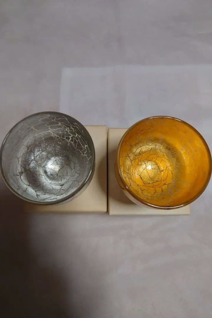 金沢箔 冷酒グラス、内金（金箔）内銀（アルミ箔）２個セット