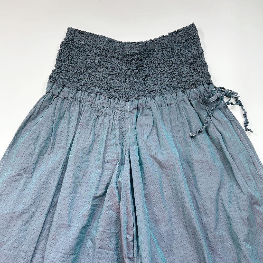 me ISSEY MIYAKE ガウチョパンツ 緑系 膝下 プリーツ加工 F