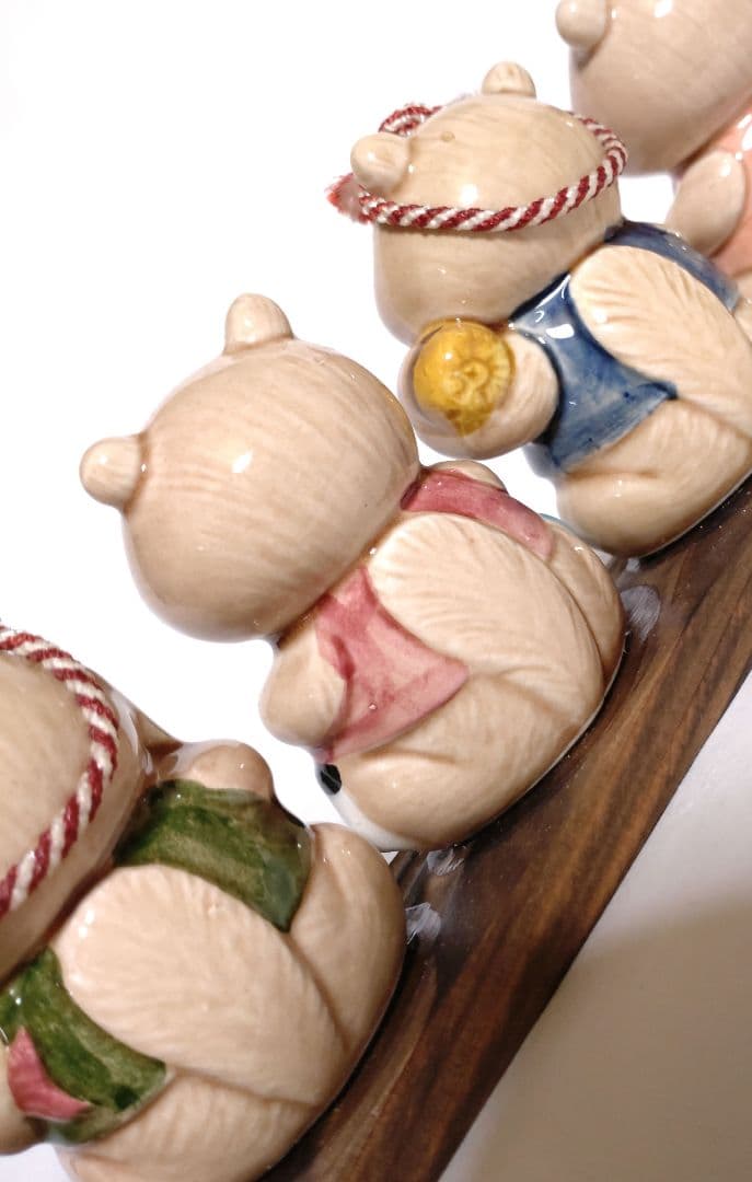 七福神たぬき ■ 七匹のたぬき 陶器製 置物 狸 昭和レトロ 日本 和風 伝統