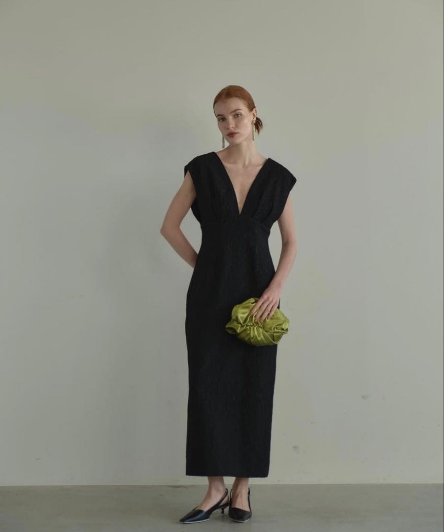 ANDRESD V line jacquard dress 黒 ドレス ブラック