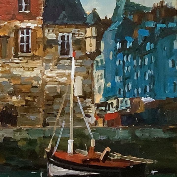 【嶋津俊則/オンフルール】油絵 額縁付き サインあり(4号)