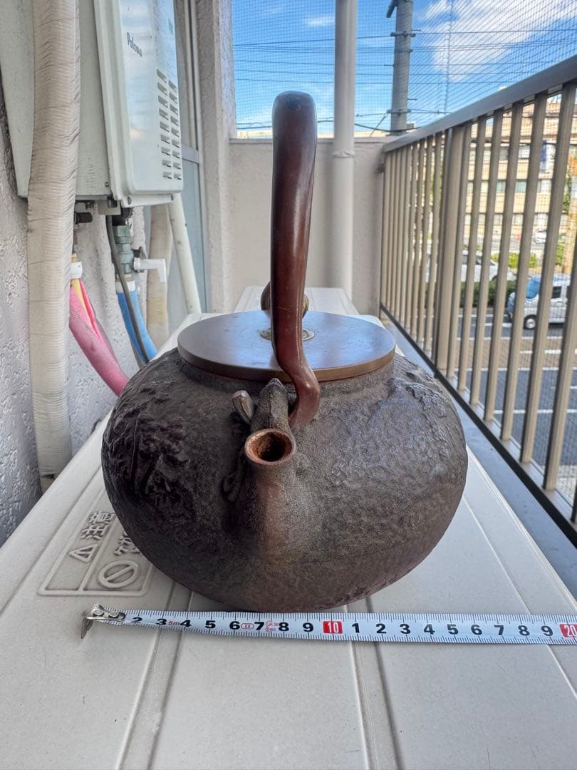 亀文堂鉄瓶　銀象嵌提手 蔵出し コレクション　茶道具　煎茶器