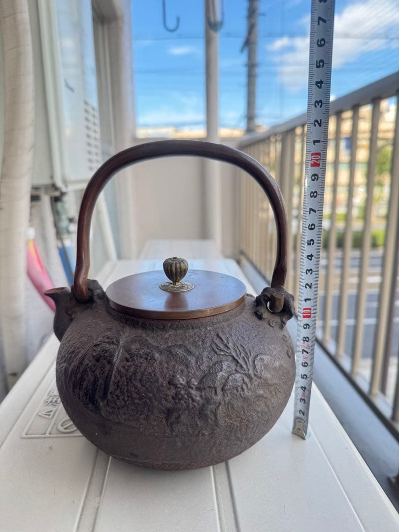 亀文堂鉄瓶　銀象嵌提手 蔵出し コレクション　茶道具　煎茶器