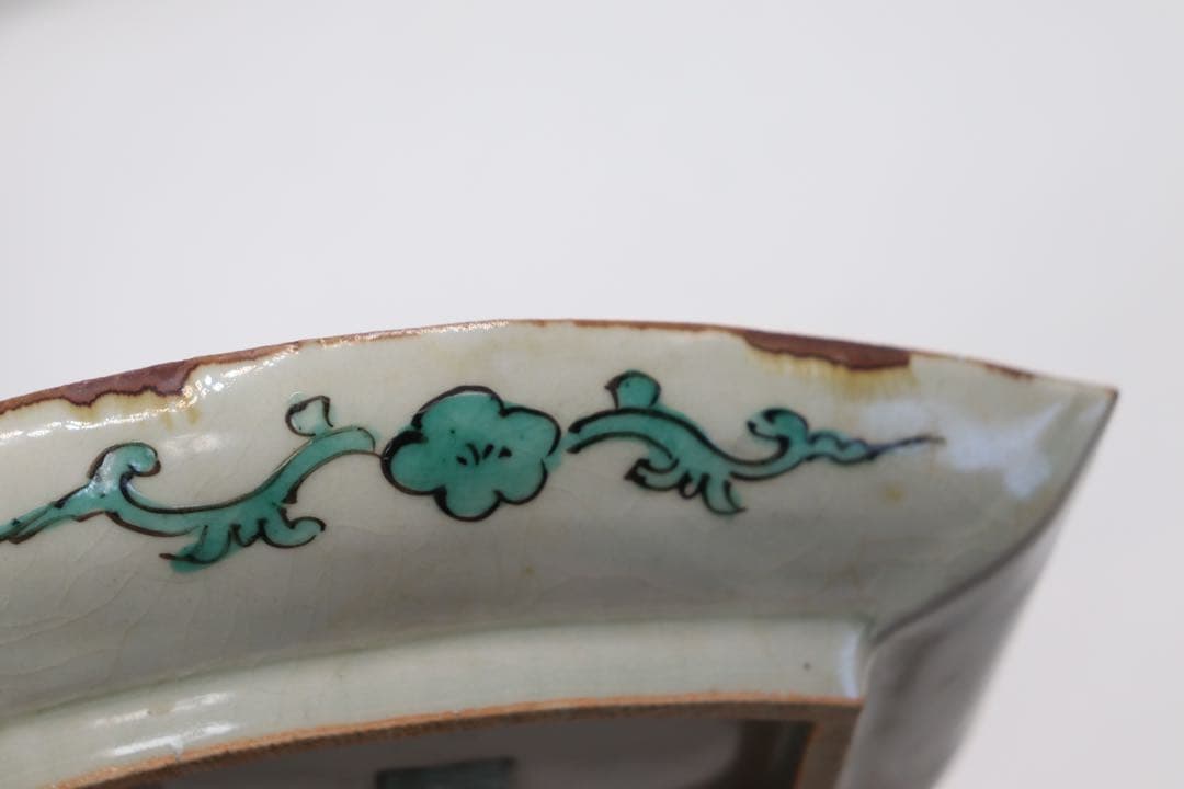 江戸　九谷焼菱型小皿5点　花鳥紋　送料込み0211