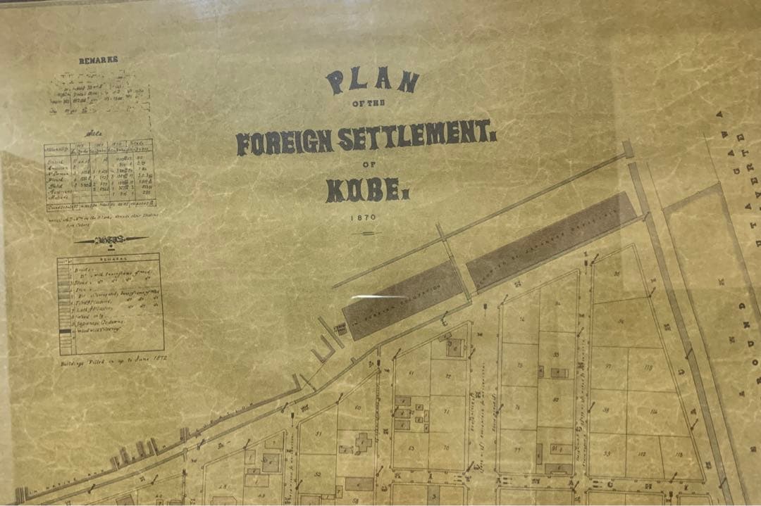 超希少　複製画　J・Wハート『神戸居留地計画図』1870年　アンティーク