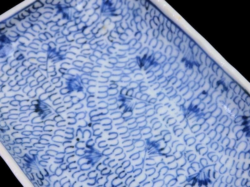 古伊万里　染付　微塵唐草の図　角皿　豆皿　E532AS-fbte