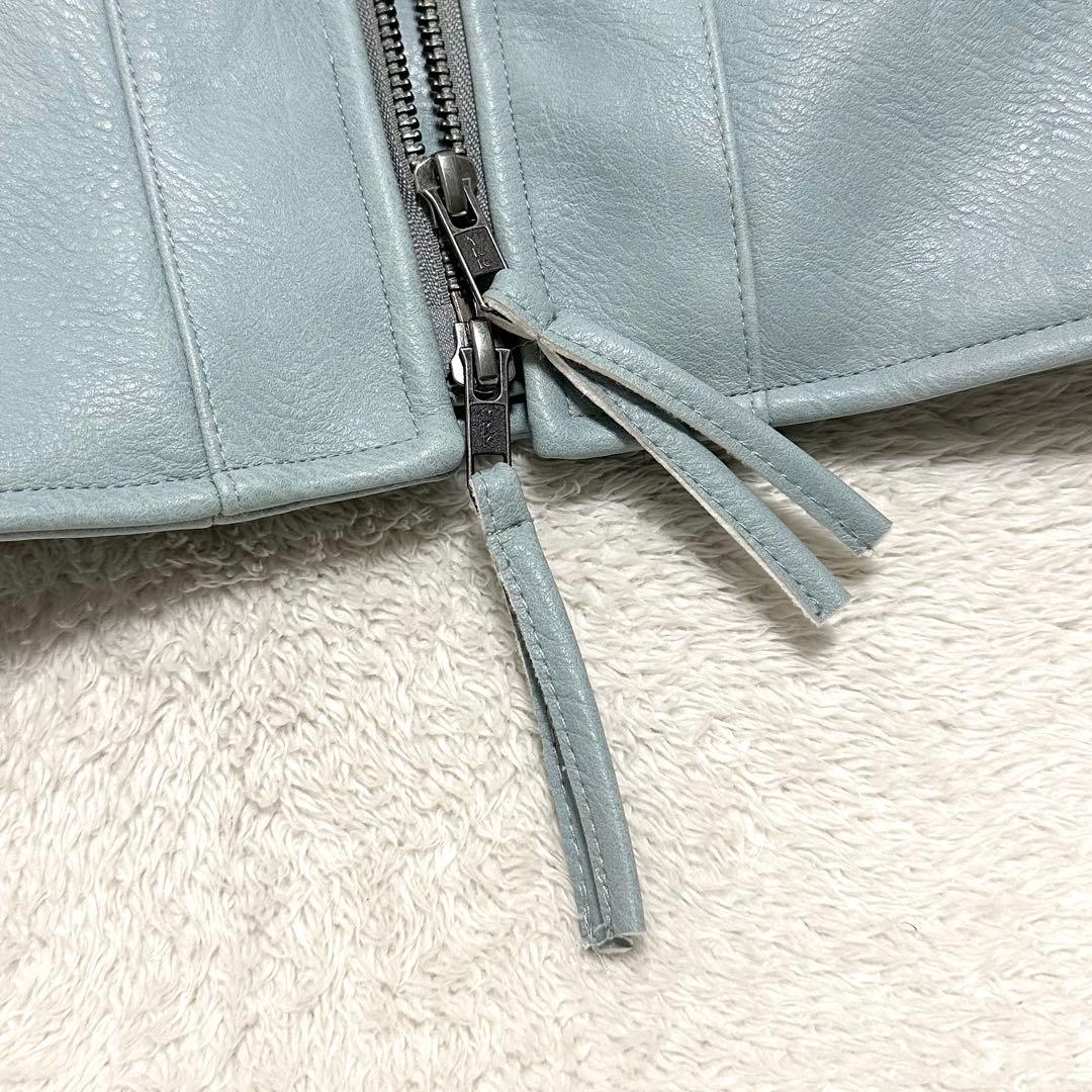 CAMPHOR WOOD ジップ レザー ジャケット M ブルー系