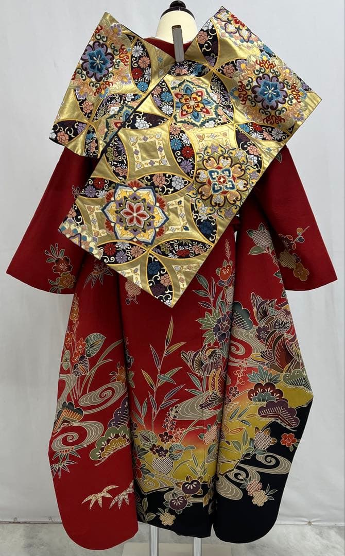 振り袖　フルセット　別誂長襦袢　振袖　京紅型染め　成人式　結婚式　赤　635