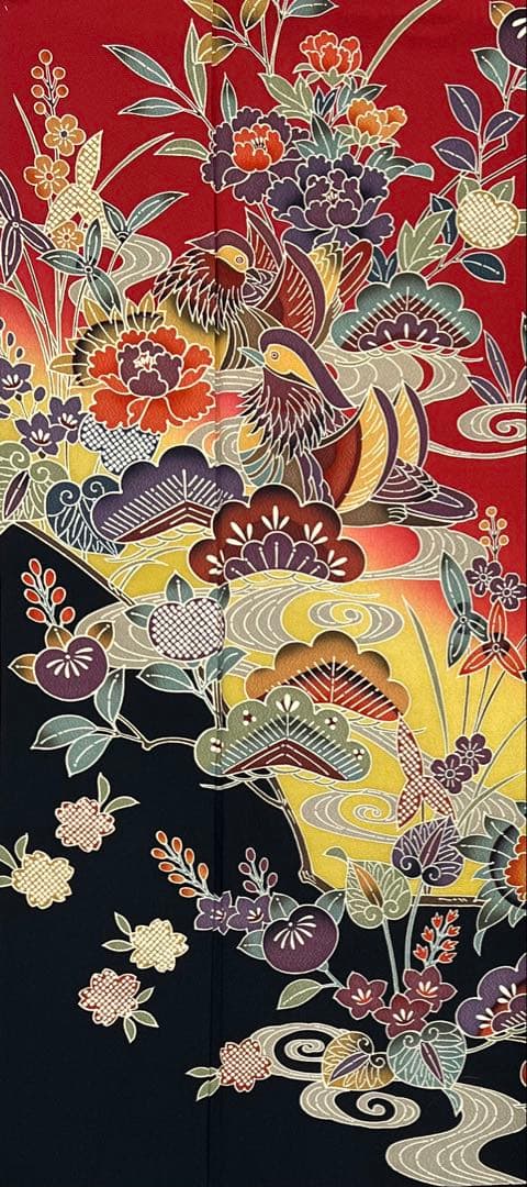 振り袖　フルセット　別誂長襦袢　振袖　京紅型染め　成人式　結婚式　赤　635