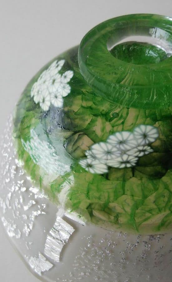 ★花のムリーニと銀箔★インカルモ茶碗