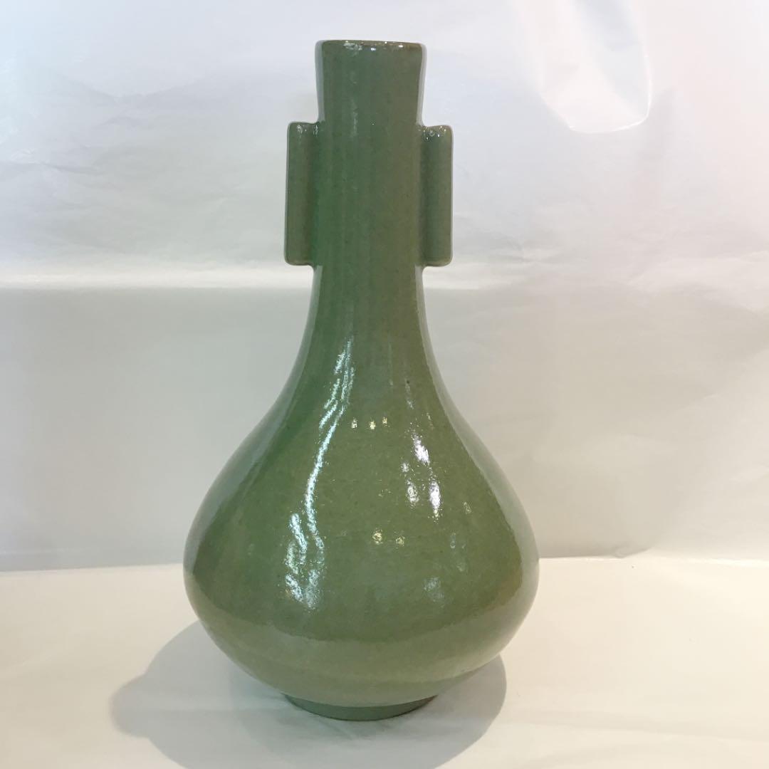 花入 花瓶 青磁 耳付 廣州窯