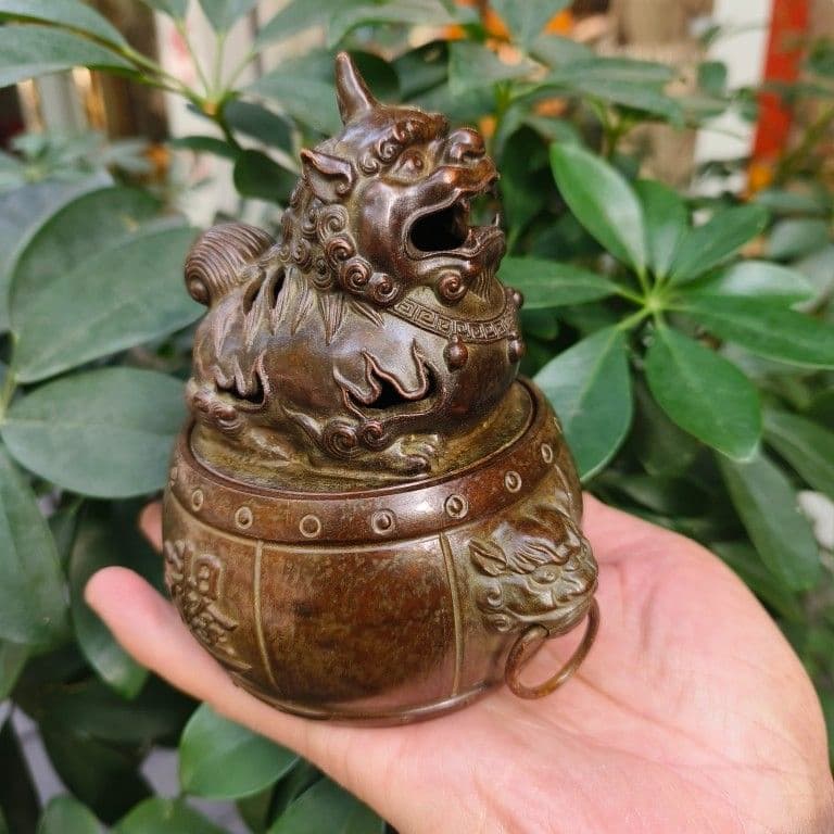 銅細工 香炉 招財進宝 薫香炉 置物 香道具 装飾品 工芸品 美術品
