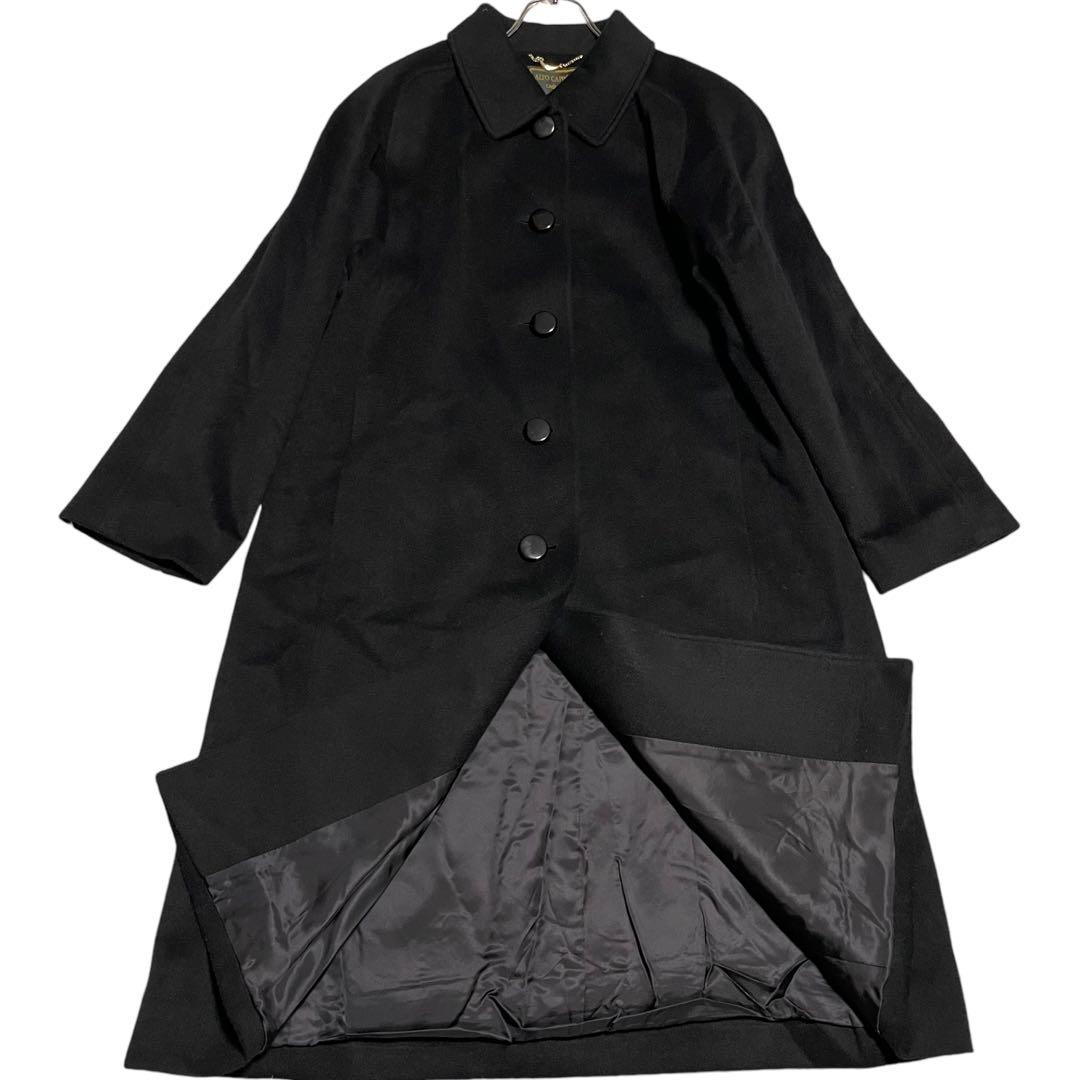 カシミヤ100%×美品【vintage】マキシ丈ロングチェスターコート 黒 XL