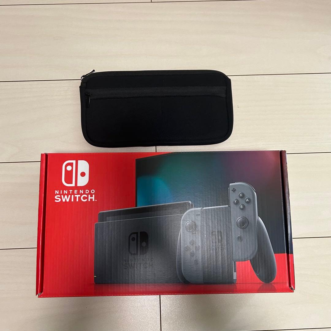 【美品】任天堂Switch 本体 グレー 箱あり ポーチ付き