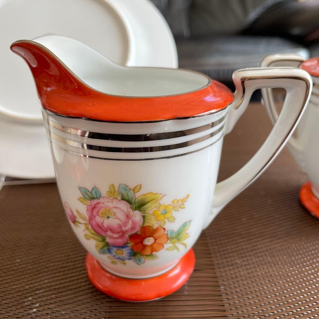 オールドノリタケ　ケーキ皿　カップ　クリーマー　シュガー4点セット