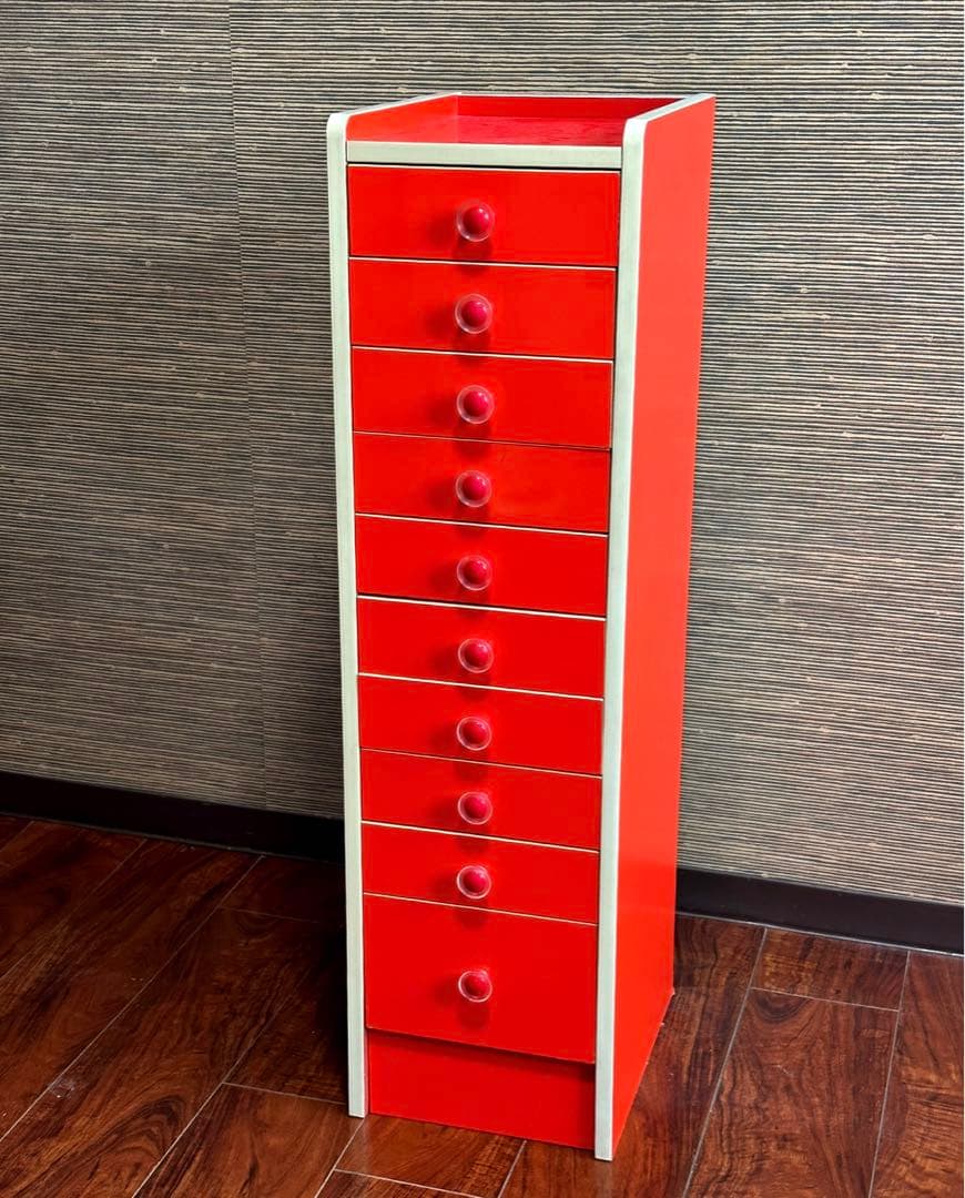 レトロポップ　カラーチェスト　シェルフ　たんす　10段　飾り棚　スペースエイジ