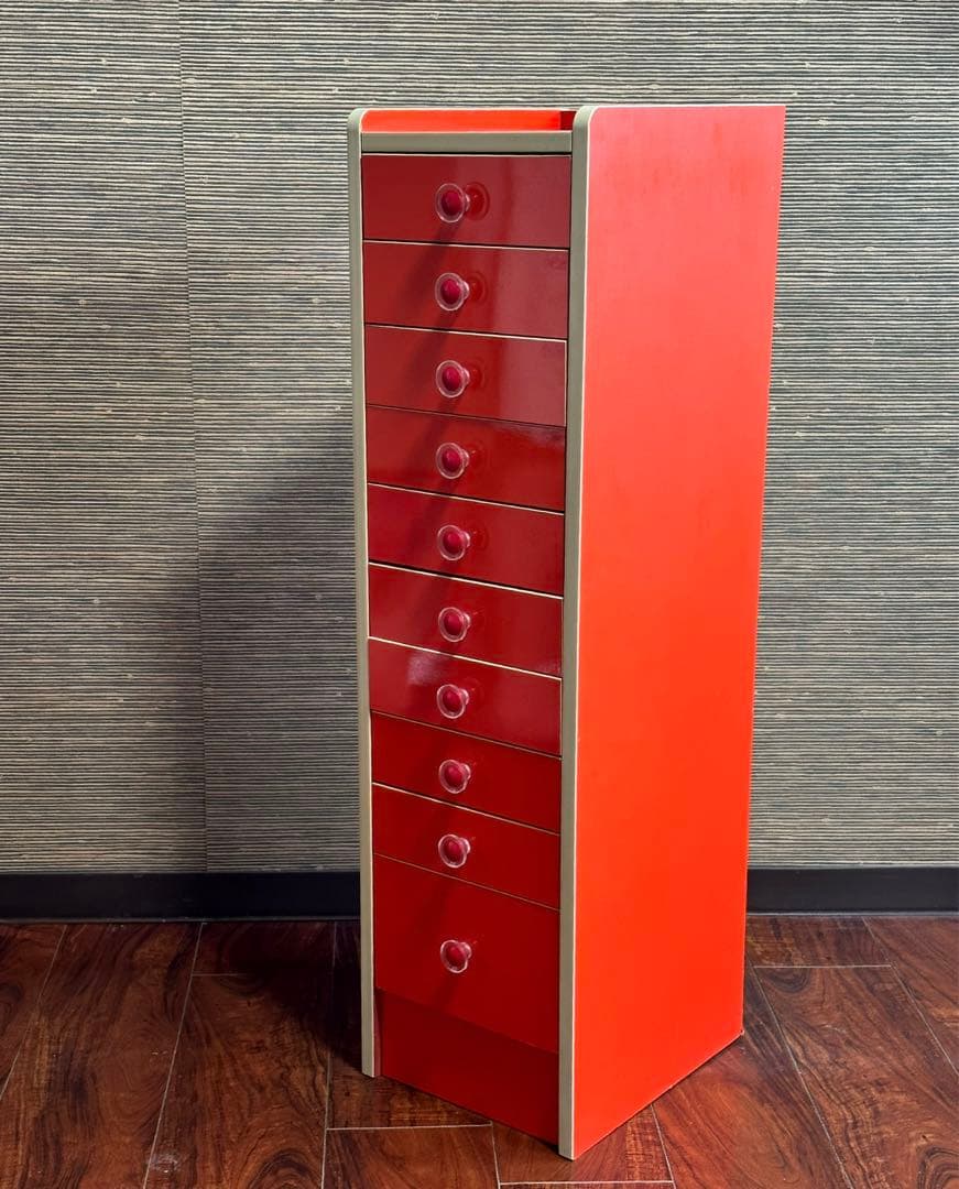 レトロポップ　カラーチェスト　シェルフ　たんす　10段　飾り棚　スペースエイジ