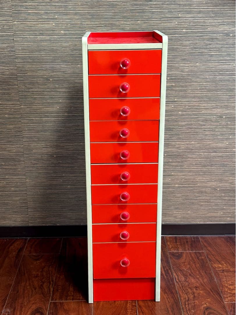 レトロポップ　カラーチェスト　シェルフ　たんす　10段　飾り棚　スペースエイジ