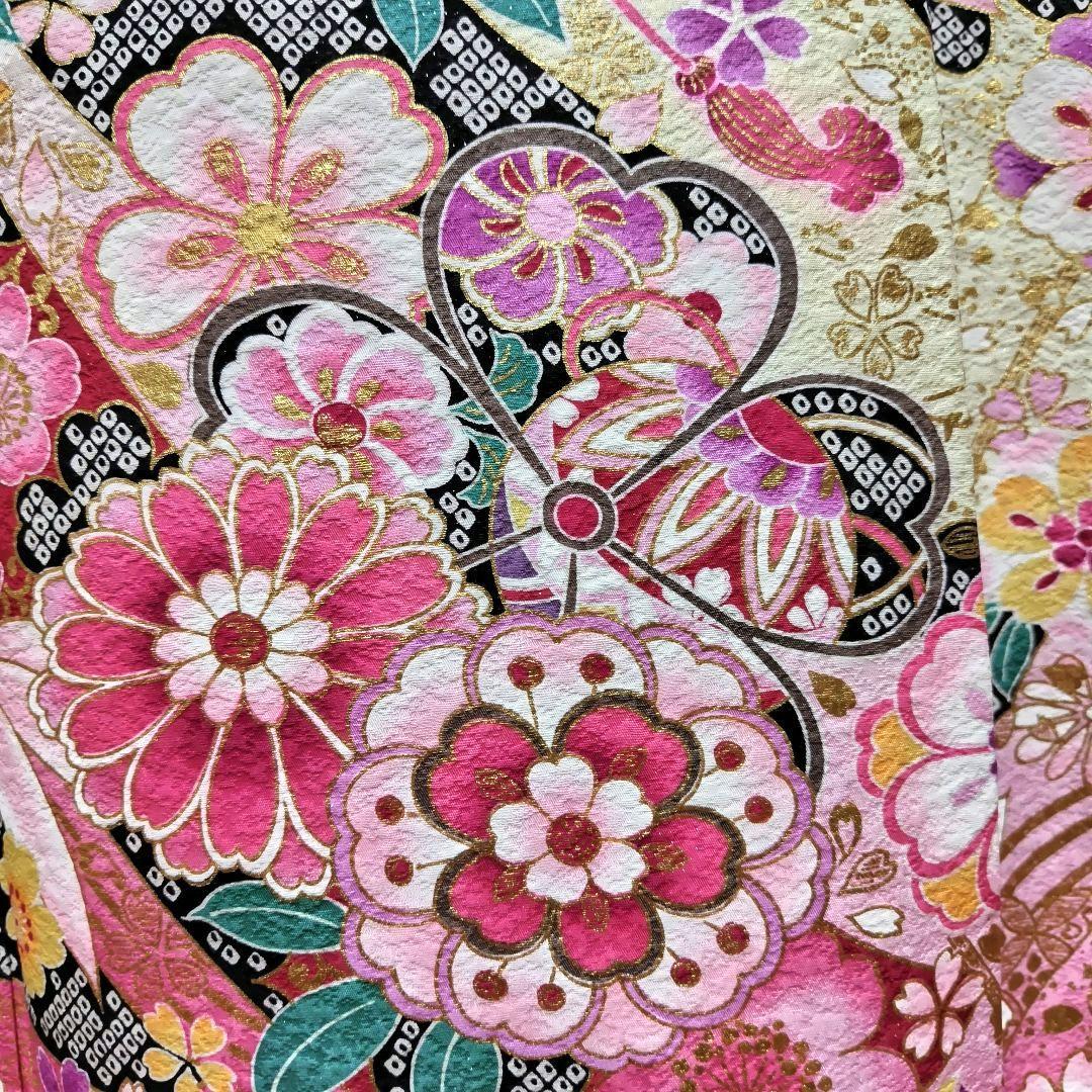 振袖フルセット(8点)・金駒刺繍・銀通し・金彩加工・鹿の子柄・正絹