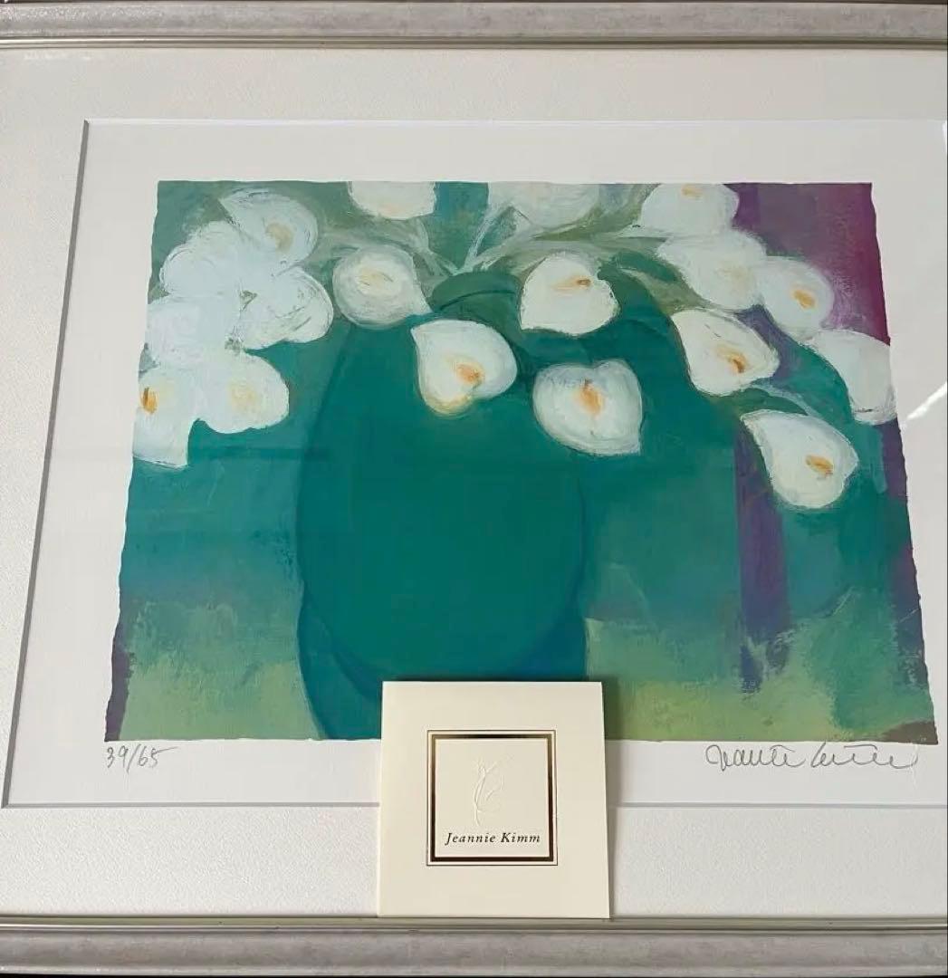 新品額　限定　大きめ64×48 ジニー・キム　版画　直筆サイン　NO. 証明書