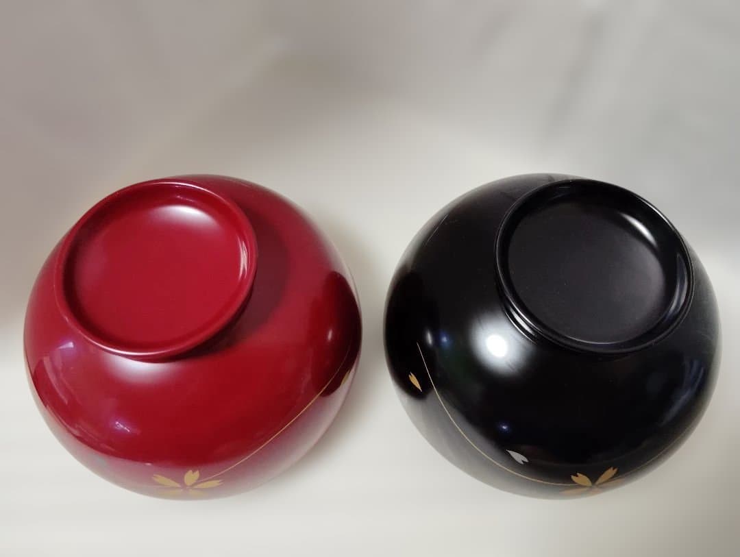 輪島塗　流水桜　蒔絵仕上げ　夫婦椀